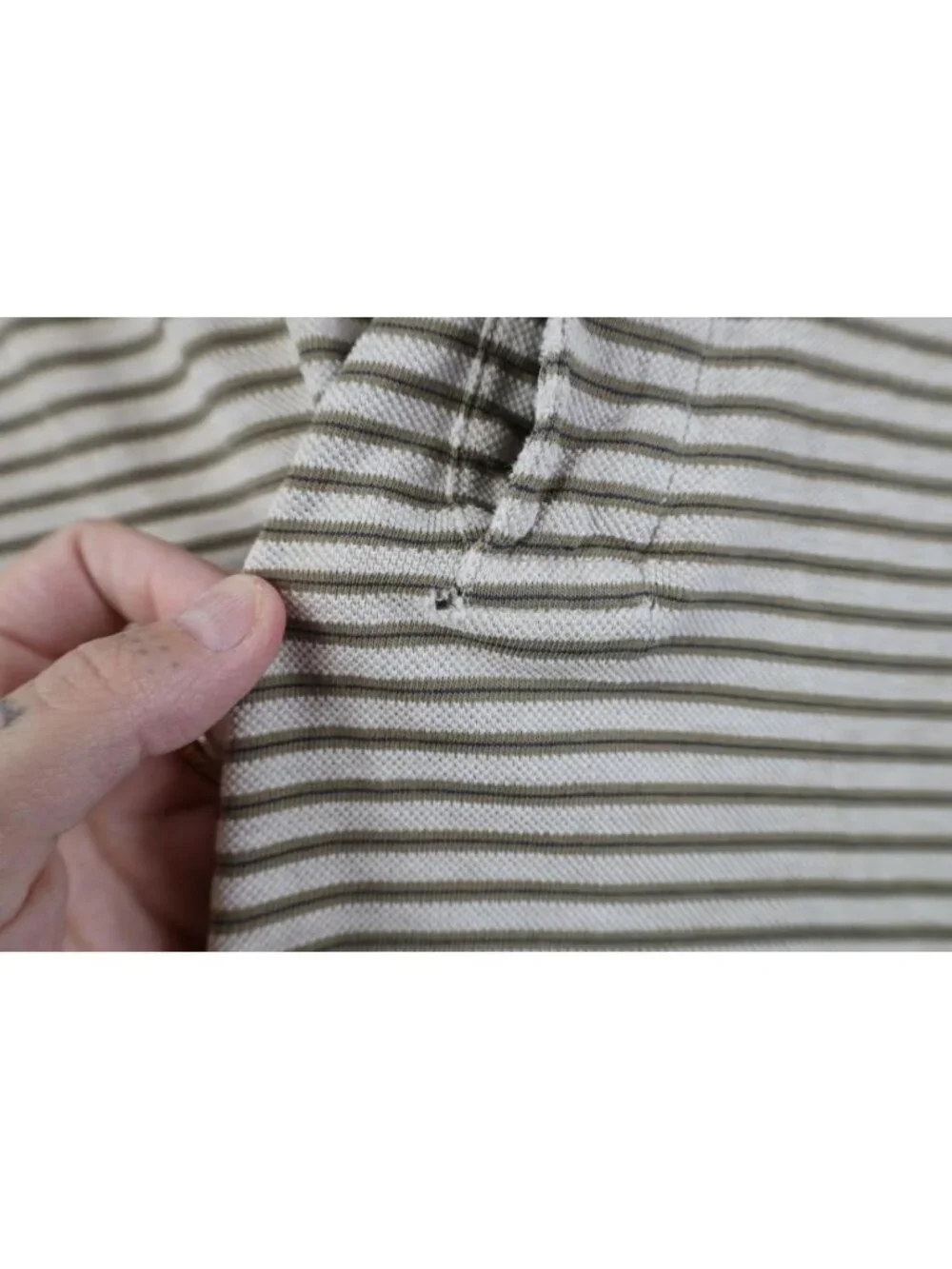 Vintage 90s Ralph Lauren Mens Large Distressed Striped Knit Golf Polo Shirt